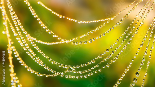 radial. Dew drops in a circular pattern along delicate spider web threads. wildlife magazines, conservation campaigns, designed for wildlife conservation campaigns, supports conservation.
