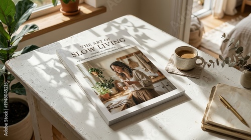 Magazine cover showcasing the art of slow living with sunlight