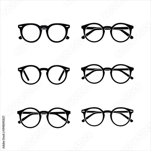 Eyeglasses Collection Vector Graphics Isolated on white background