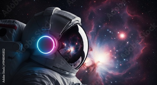 Profile of an Astronaut Listening to Cosmic Music near a Supernova