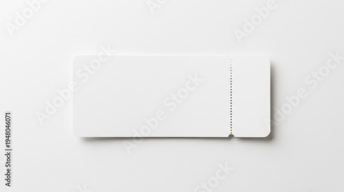 Blank white paper ticket mockup for event admission