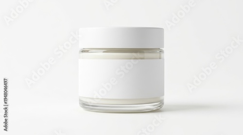 Minimal skincare jar mockup with blank label for beauty products