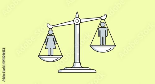 Illustration of Scales with Man and Woman.
