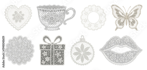 PNG Intricate lace designs collection, transparent background