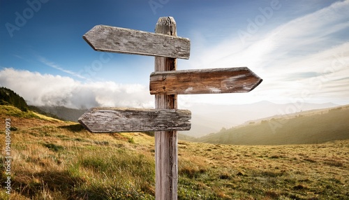 Old Wooden Signpost With Four Directions