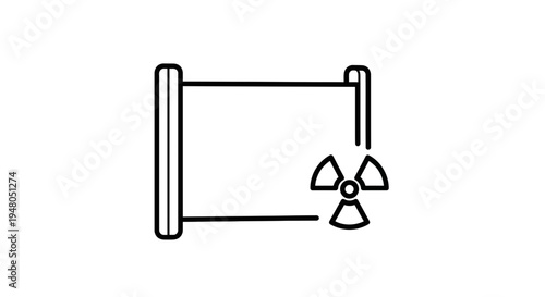Radioactive waste symbol on a pipe, industrial hazard warning icon