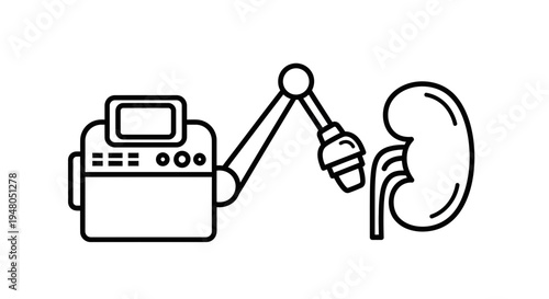 Robotic Surgery Arm Performing Kidney Operation, Medical Technology Concept