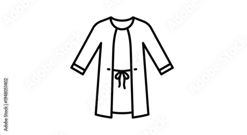 Simple Line Art Illustration of a Kimono Robe with Tie Belt