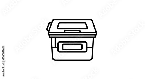 Simple Outline Icon of a Food Container with Lid