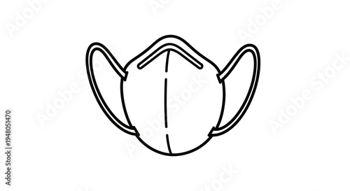 Simple line drawing of a protective face mask, medical protection, hygiene concept