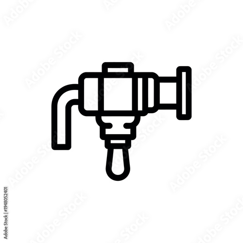 Black line of a beer tap faucet handle spout