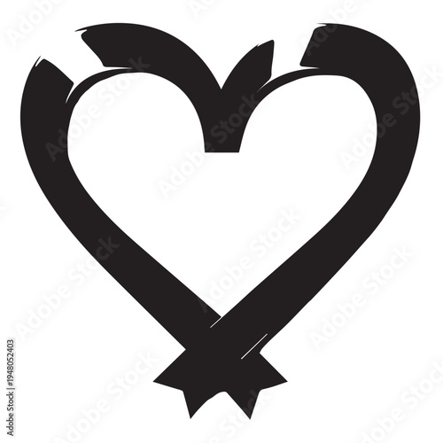 Stylized broken heart logo with ribbon-like curves and sharp points for emotional design.
