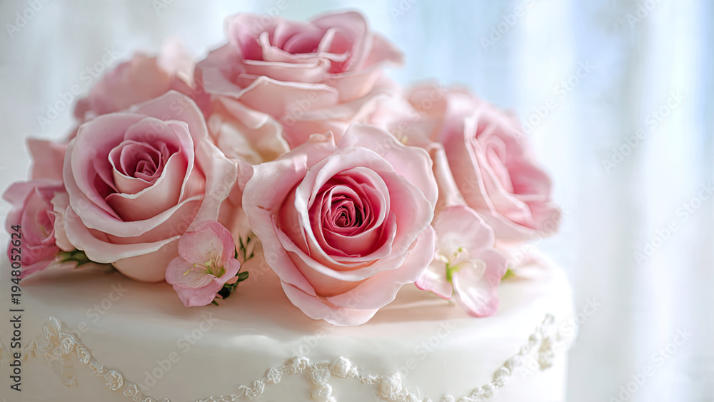 Fototapeta premium wedding cake with roses