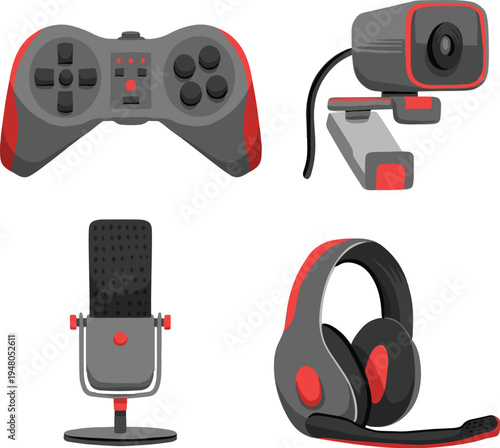 Dark gamepad joystick icon for video game interface design vector