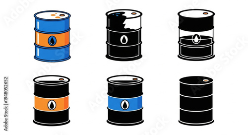 Collection of Oil Drums - A Visual Representation of Petroleum Industry.