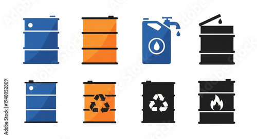Oil and Fuel Barrels - A Collection of Industrial Storage Containers.