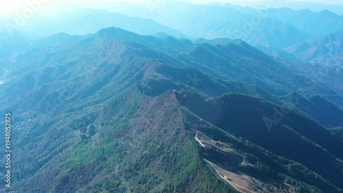 Wallpaper Mural 4K Aerial View of Majestic Mountain Ranges in Remote Depths Torontodigital.ca