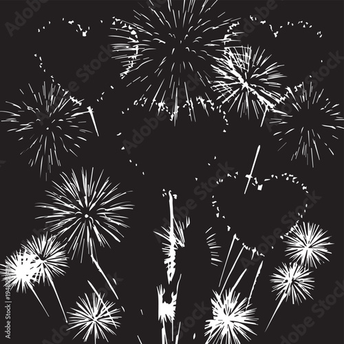 Vibrant Nighttime Fireworks Burst Over Dark Sky in Celebration Display.