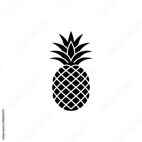 Black silhouette pineapple fruit tropical