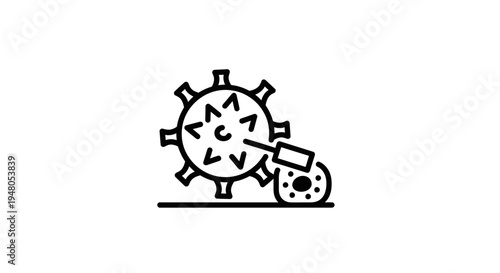 Microscopic view of a virus particle being analyzed by a scientific instrument.