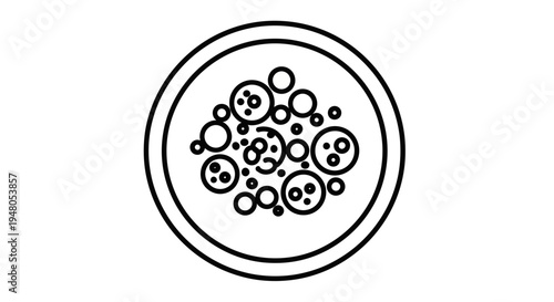 Microscopic View of Bacteria Cells in Petri Dish, Scientific Research Icon