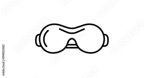 Minimalist black and white line art icon of sleep mask, eye mask, or sleeping goggles