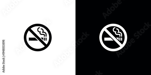No smoking signs on white and black backgrounds symbols