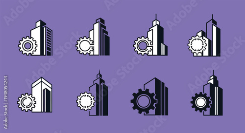 City Buildings with Gears