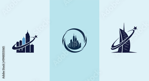 City Skyline with Satellites