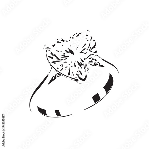 Elegant heart-shaped diamond engagement ring with a slender band.