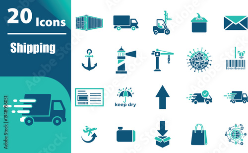 Shipping icons on white background.