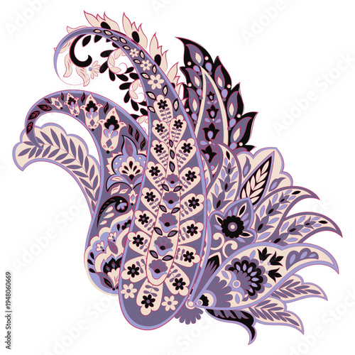 Paisley Floral oriental ethnic Pattern. Vector Damask Ornament