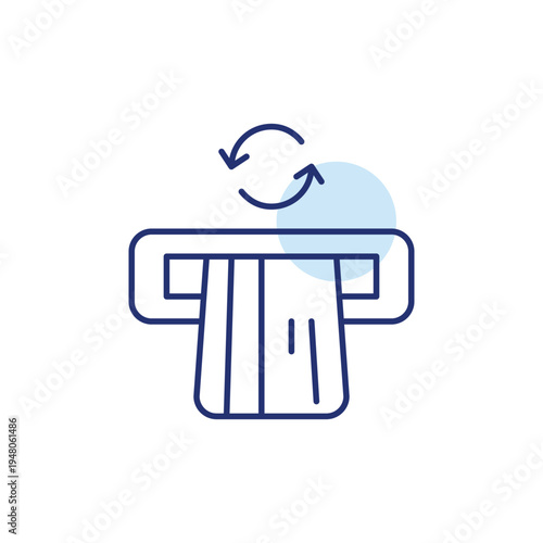 Card in ATM and renew arrows. Banking update, card refresh, payment renewal. Pixel perfect, editable stroke vector icon