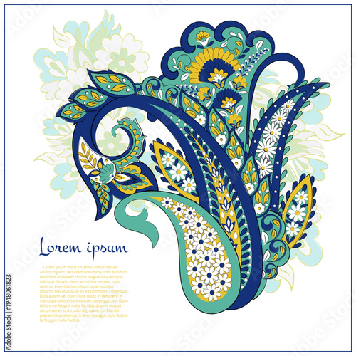 Floral Paisley colorful vector ornament. Isolated Pattern