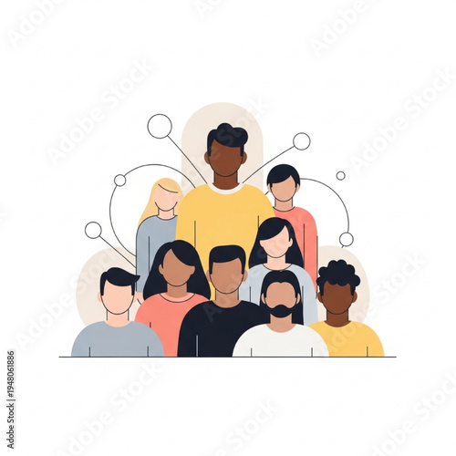 Diverse Human Figures United with Equality and Inclusion Symbols for International Day for the Elimination of Racial Discrimination Vector Illustration
