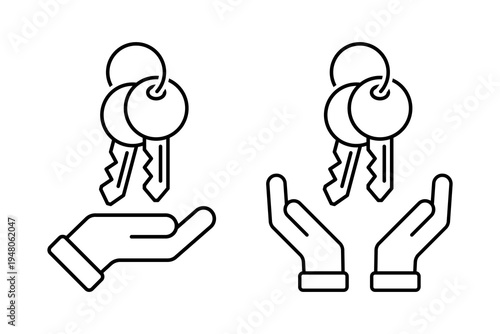 Hand Holding Keys Icon Vector Set. Access, Password and Login Symbol