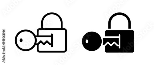 Key and Lock Icon Vector Set. Access, Password and Login Symbol