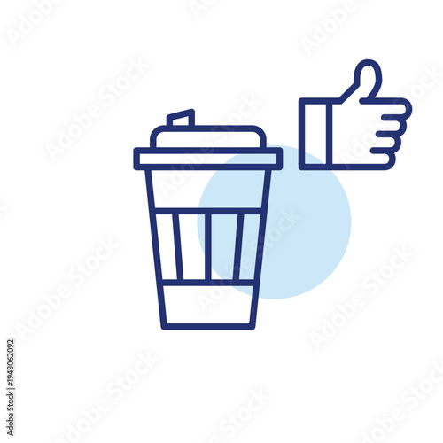 Takeaway coffee cup and like. Customer approval. Pixel perfect, editable stroke vector icon