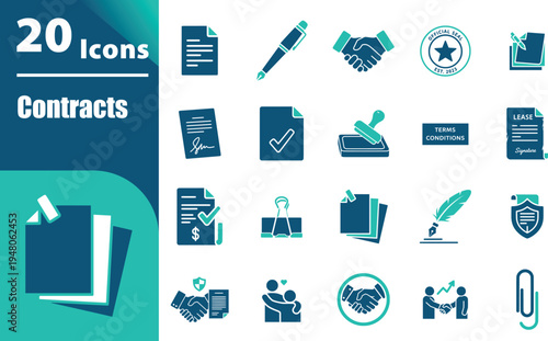 Business Contract Icons and Symbols.
