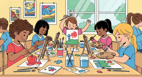 Children's Art Class: Kids Painting & Drawing with Easels and Supplies