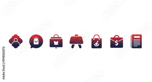 Collection of business and finance icons with gradient effect.