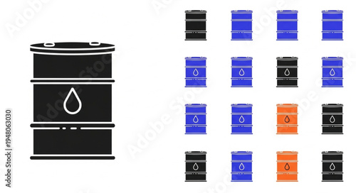 Oil Barrel Icons - Symbolizing Energy, Industry, and Global Trade.