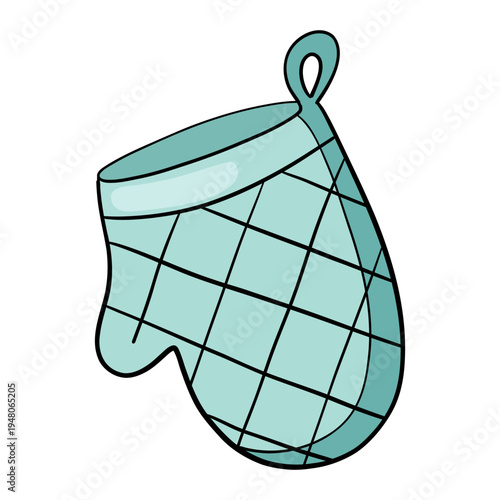Cute Kitchen Oven Mitt Cartoon Vector Illustration