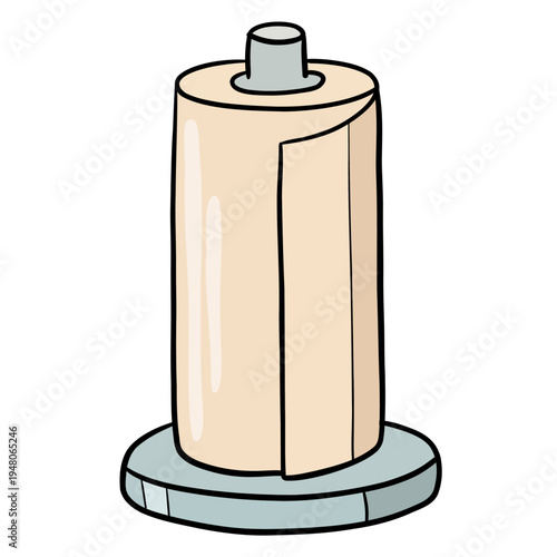 Cute Paper Towel Holder Kitchen Accessory Vector Illustration

