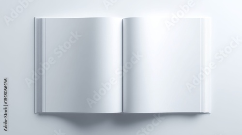 Open blank book with clean white pages and minimalist design, ready for content