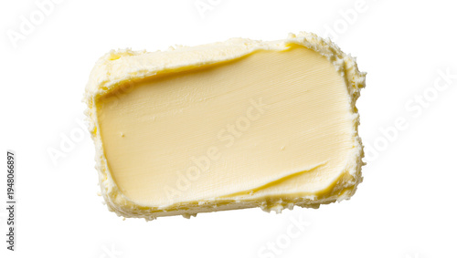 Cuadro en lienzo Isolated rich creamy golden butter smear with textured surface for food ingredie