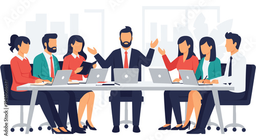 Diverse business team in modern office setting with casual high-five celebration in bright colorful flat illustration for corporate website