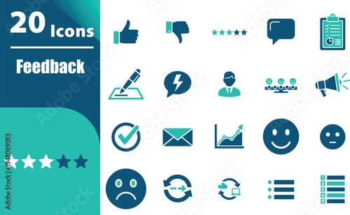Collection of feedback icons and symbols.