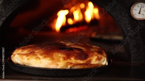 Delicious burek in a Balkan café. A typical Balkan dish. Close-up