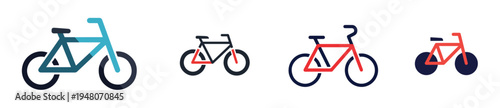 Minimalist bicycle icon, flat vector with simple circles for wheels, modern transport style, white background.